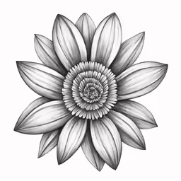 an intricate black and white flower with petals