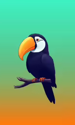 an artisticly designed toucan sitting on a branch