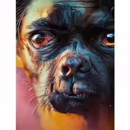 the portrait of a person is being altered