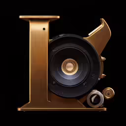 the i sign made out of gold and a speaker