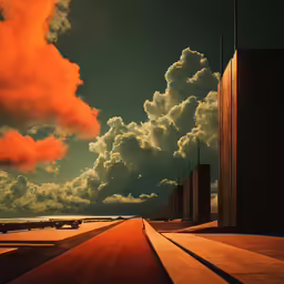 an empty road leading to a sky full of clouds