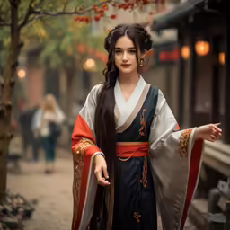 the beautiful geisha is dressed in oriental clothing