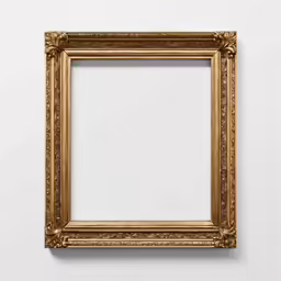 a gold frame hanging on the wall