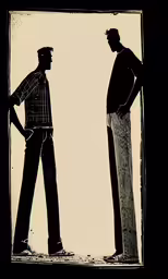 an old fashioned photo of two men in different clothes