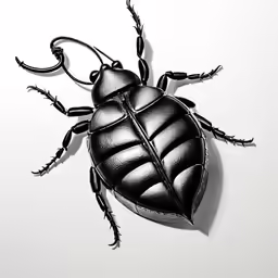 an illustration of a black bug on a white surface
