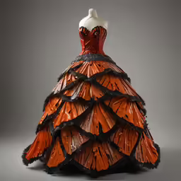 the dress is made out of plastic leaves