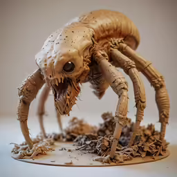 a fake insect is on top of some dried out dirt
