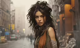 the woman with brown hair is looking forward at the camera