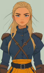 a character from the legend of zeo in a blue outfit with a brown belt