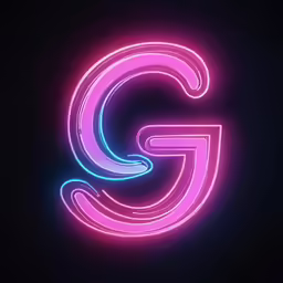 neon lights that spell g on the back of a black background