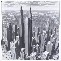 this is a photo of two skyscrapers near one another