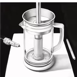 a juicer sitting on top of a desk with a pen