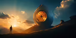 a person stands in front of an eclipse in the sky