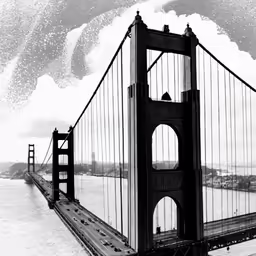 a black and white photo of the golden gate bridge