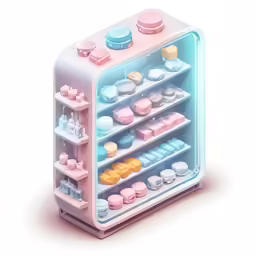 a toy refrigerator filled with various kinds of sweets