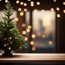 a small green christmas tree on a table