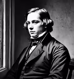 an old photograph of a man wearing a suit,a man in a suit is sitting by a window