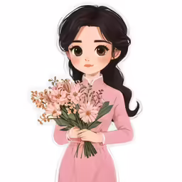 woman holding flowers in her hands standing back