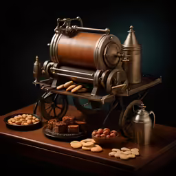 the large machinery has cookies and other treats on the side