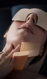 a woman using a mask to lift up her nose