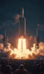 a large rocket being fired at the sun