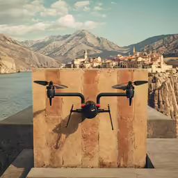 a wall with two unmanned propellers on it