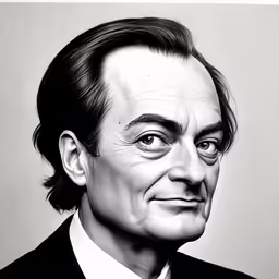 a drawing of a man with very large eyes
