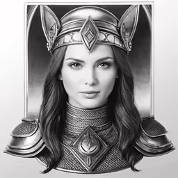 a drawing of a woman in a warrior outfit
