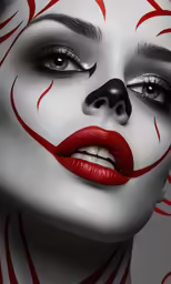 woman with red and black makeup on face