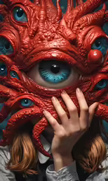 the woman is holding her hand to her face