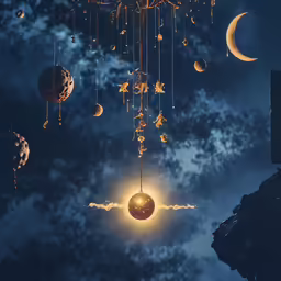 the sun and planets are connected with strings