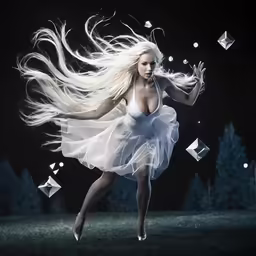 a woman wearing a dress and holding a wand