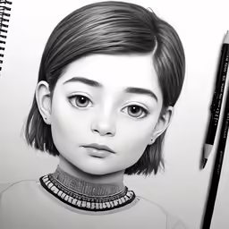 a drawing of a young woman with a choker on