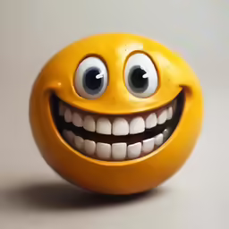 a close up of a smile ball with big eyes