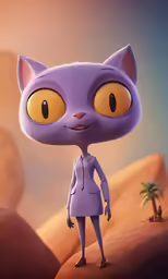 a cat standing on top of a hill in a desert