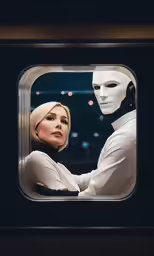 an image of a woman next to another robot