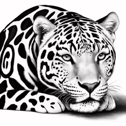a drawing of a jaguar lying down