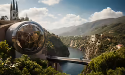 a scenic view of a large metallic object
