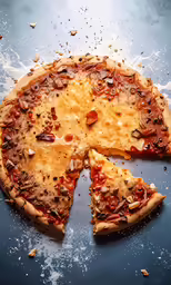 the pizza is cut into eight slices