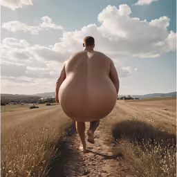 a man that is walking down a path