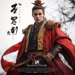 an asian man with oriental clothes and an elaborate headpiece