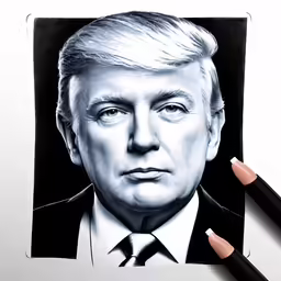pencil drawing of donald j trump on paper