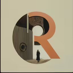 a man standing in front of an architectural painting of a building