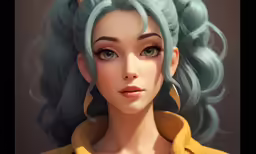 a doll has an image of a woman with green hair