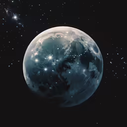 an earth with stars and the night sky in the background