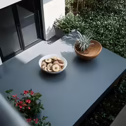 a plate of donuts is sitting on a table outside