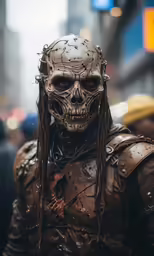 a man in costume with dreadlocks and headgear