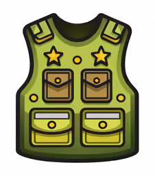 green uniform with stars and buttons