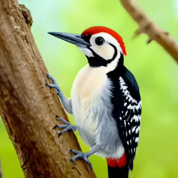 there is a white and black bird perched on a tree branch