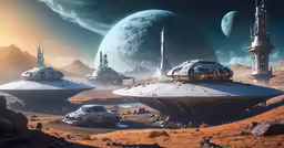 an image of a sci - fi sci - futuristic space station scene